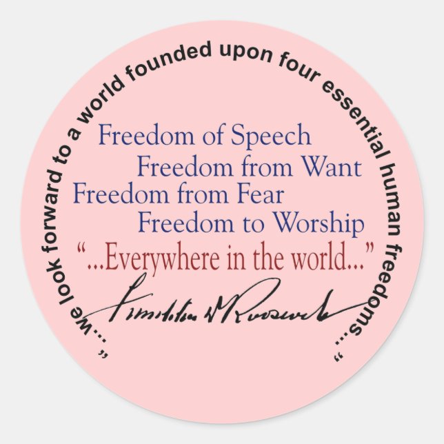 Sticker Rond FDR Quatre Libertés Hommage (Devant)