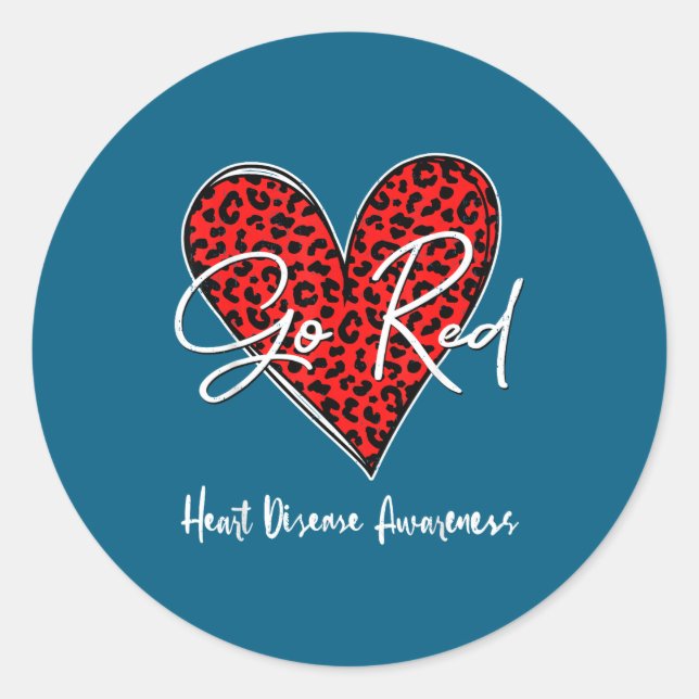 Sticker Rond February Is Red Heart Health Heart Disease Awarene (Devant)