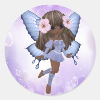 Sticker Rond Fée afro-américaine et violette