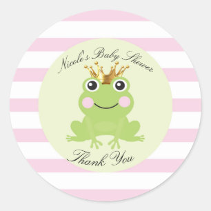 Sticker Rond Fée de Conte de Fées Grenouille Prince Baby Shower