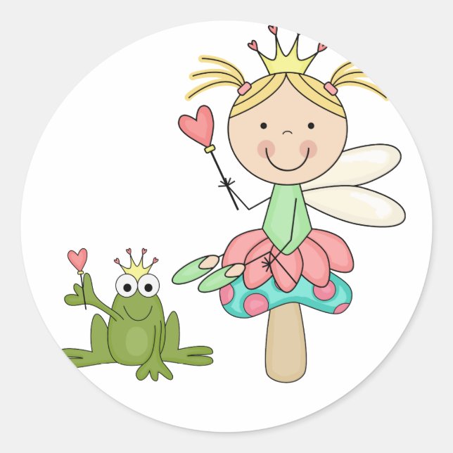 Sticker Rond Fée de grenouille - T-shirts blonds et cadeaux (Devant)