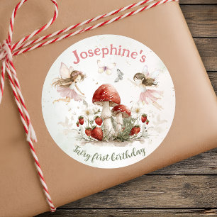 Sticker Rond fée de jardin fantaisiste fille premier anniversai