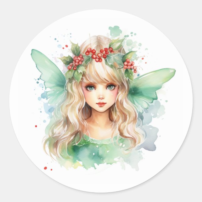 Sticker Rond Fée de Noël (Devant)