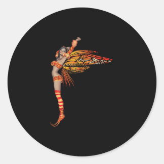 Sticker Rond Fée de papillon de monarque orange 2 -