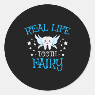 Sticker Rond Fée des dents Graphisme mignon Dental Hygienist Gr