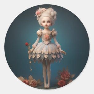 Sticker Rond Fée des gouttes de rosée de la mode du ballet Cass