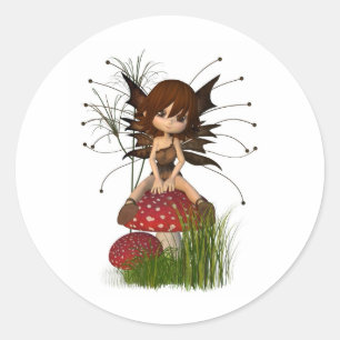 Sticker Rond Fée et champignon mignons d'automne de Toon