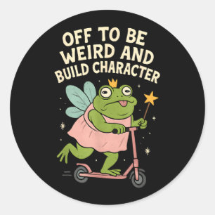 Sticker Rond Fée Grenouille pour être bizarre et construire le