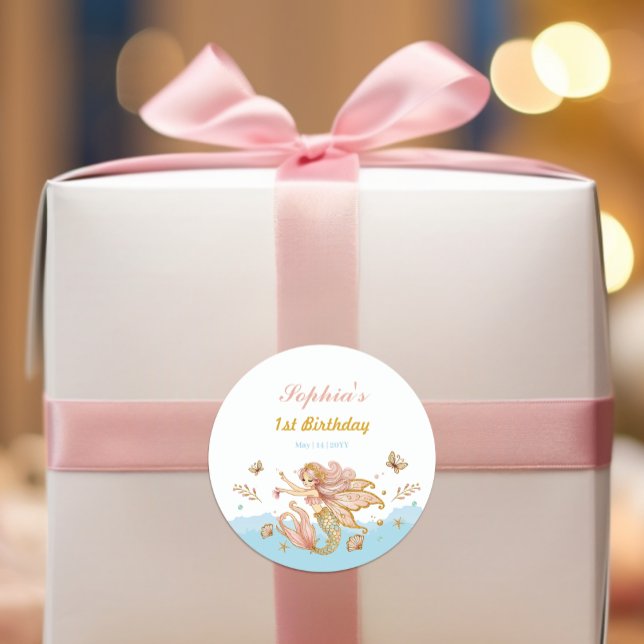 Sticker Rond Fée magique Fée Sirène Fête d'Anniversaire Fille (Créateur téléchargé)