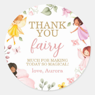 Sticker Rond Fée magique Floral Anniversaire Merci Favor