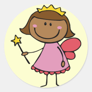 Sticker Rond Fée mignonne en robe rose