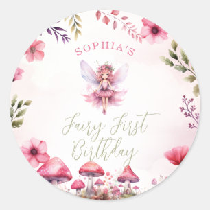 Sticker Rond Fée premier anniversaire Enchanted Forest Champign