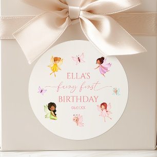 Sticker Rond Fée Première Fées Enchantées Fête d'anniversaire 1