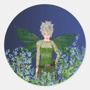 Sticker Rond Fée verte - myosotis