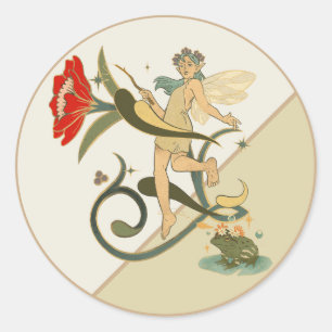 Sticker Rond Fée vintage