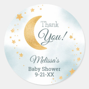 Sticker Rond Féérique Over the Moon Remerciements Baby Shower
