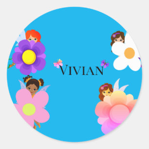 Sticker Rond fées personnalisées