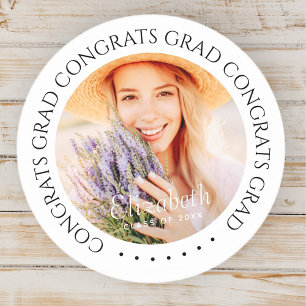 Sticker Rond Félicats Grad Simple Moderne Photo personnalisée