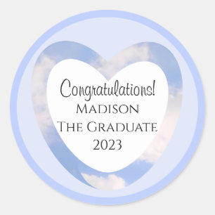 Sticker Rond Félicitations à la Graduation Light Blue Sky