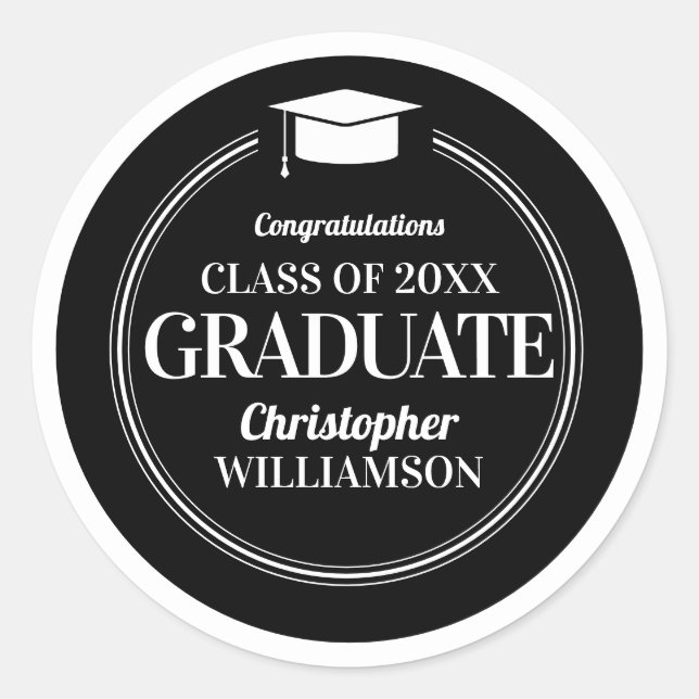 Sticker Rond Félicitations à la mode moderne (Devant)