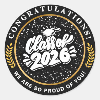 Sticker Rond Félicitations à l'enfant diplômé 2026 pour un pare