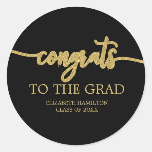 Sticker Rond Félicitations au chic calligraphie graduation