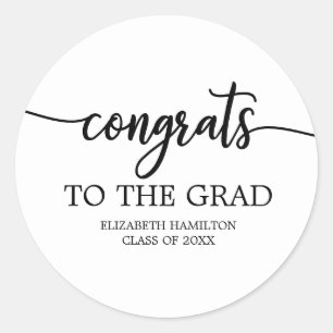 Sticker Rond Félicitations au chic calligraphie graduation