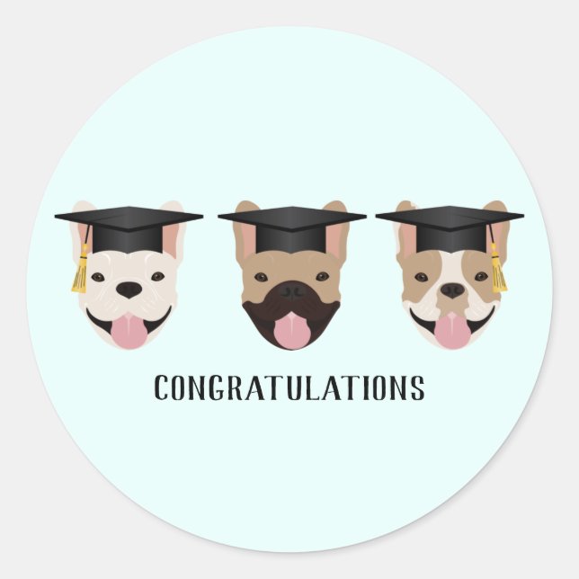 Sticker Rond Félicitations Bulldogs français (Devant)