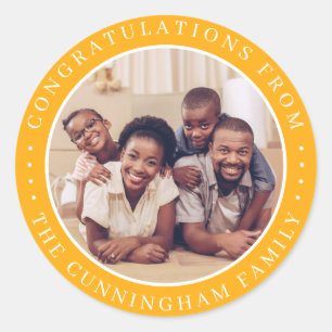 Sticker Rond Félicitations Classic Simple Family Photo