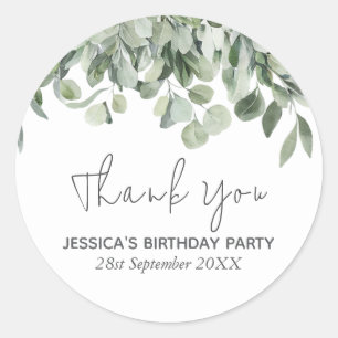 Sticker Rond Félicitations d'anniversaire à l'aquarelle Eucalyp