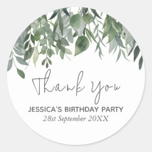 Sticker Rond Félicitations d'anniversaire Eucalyptus verdure aq