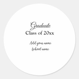 Sticker Rond Félicitations de graduation simples clas d'ajout m