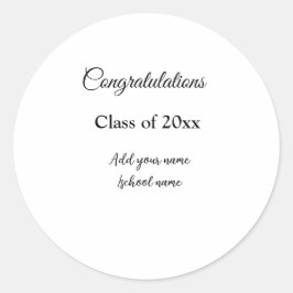 Sticker Rond Félicitations de graduation simples clas d'ajout m