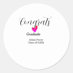 Sticker Rond Félicitations diplômé nom promotion 20XX année cœu