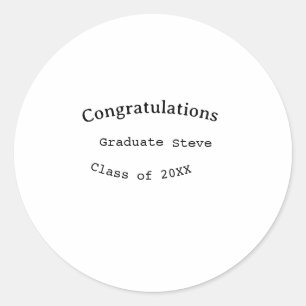 Sticker Rond Félicitations diplômé nom promotion 20XX type w