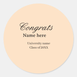 Sticker Rond Félicitations diplômé nom université promotion 20X