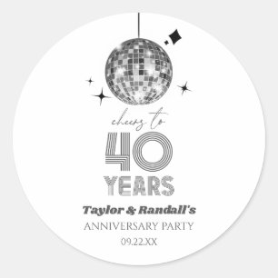 Sticker Rond Félicitations Disco 40 Ans de Mariage
