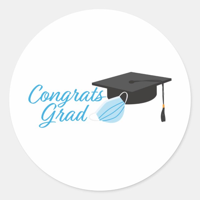 Sticker Rond Félicitations Grad 2020, Casquette de Graduation e (Devant)