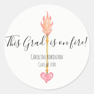 Sticker Rond Félicitations Grad simple élégante aquarelle rose 