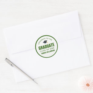 Sticker Rond Félicitations Graduate Casquette Classe 20XX Gras 