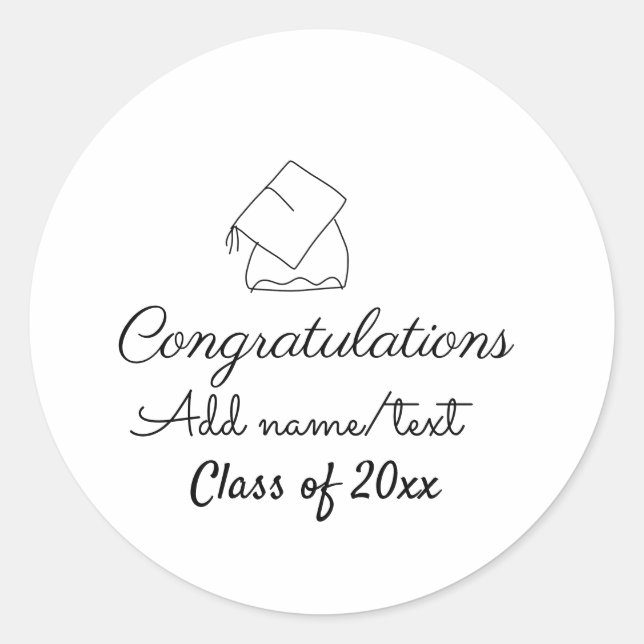 Sticker Rond Félicitations graduation ajouter nom année de text (Devant)