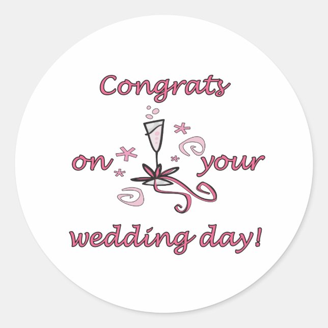 Sticker Rond Félicitations, jour de mariage (Devant)