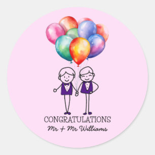 Sticker Rond Félicitations Mariage gay