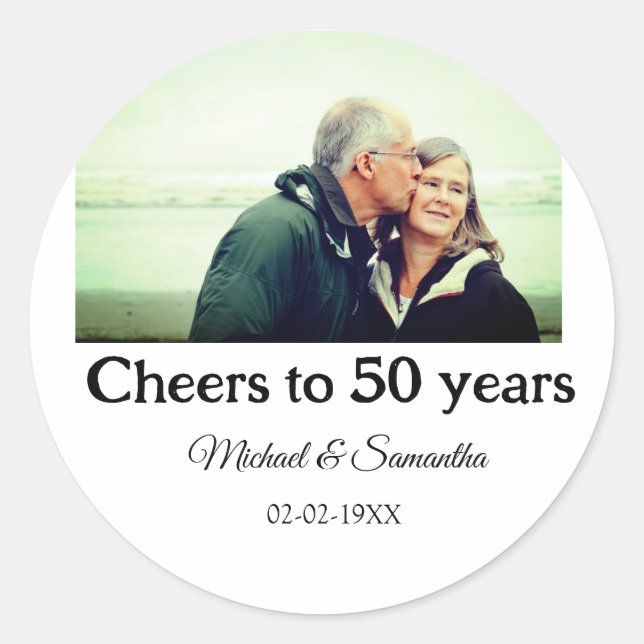 Sticker Rond félicitations pour les 50 ans d'anniversaire nom p (Devant)