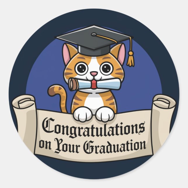Sticker Rond Félicitations pour l'obtention du diplôme (Devant)