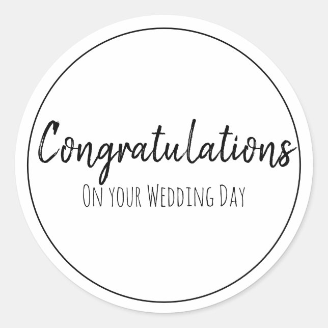 Sticker Rond Félicitations pour votre jour de mariage (Devant)