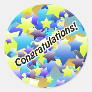 Sticker Rond Félicitations Stars