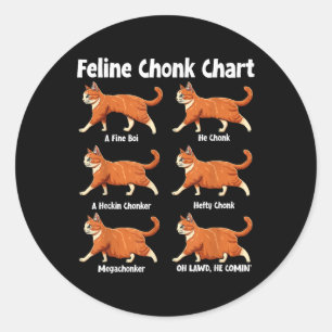 Sticker Rond Feline Chonk Chart Funny Fat