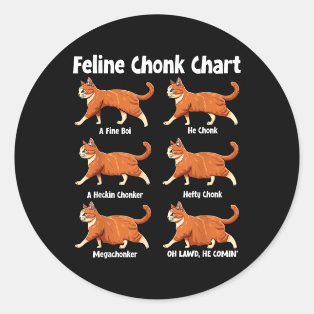 Sticker Rond Feline Chonk Chart Funny Fat (Devant)