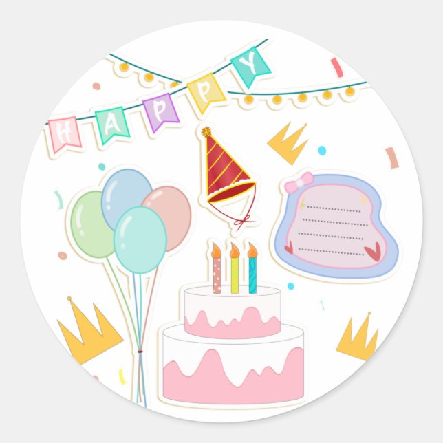 Sticker Rond Feliz Aniversário Joyeux anniversaire (Devant)